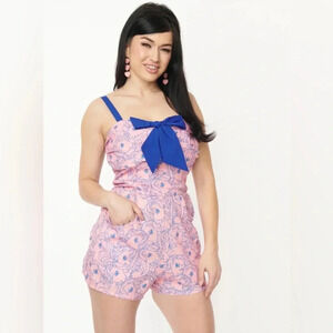 🦋B2G1🦋UNIQUE VINTAGE My Little Pony Pink/Blue Pony Print Rae Romper NWT SMALL